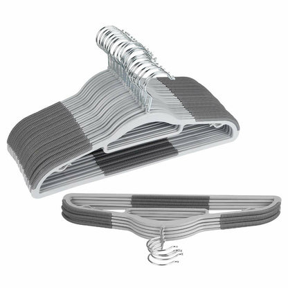 OIKA Plastic Hangers with Tie Rack 16.5in Heavy Duty Non-Slip 30 Pack