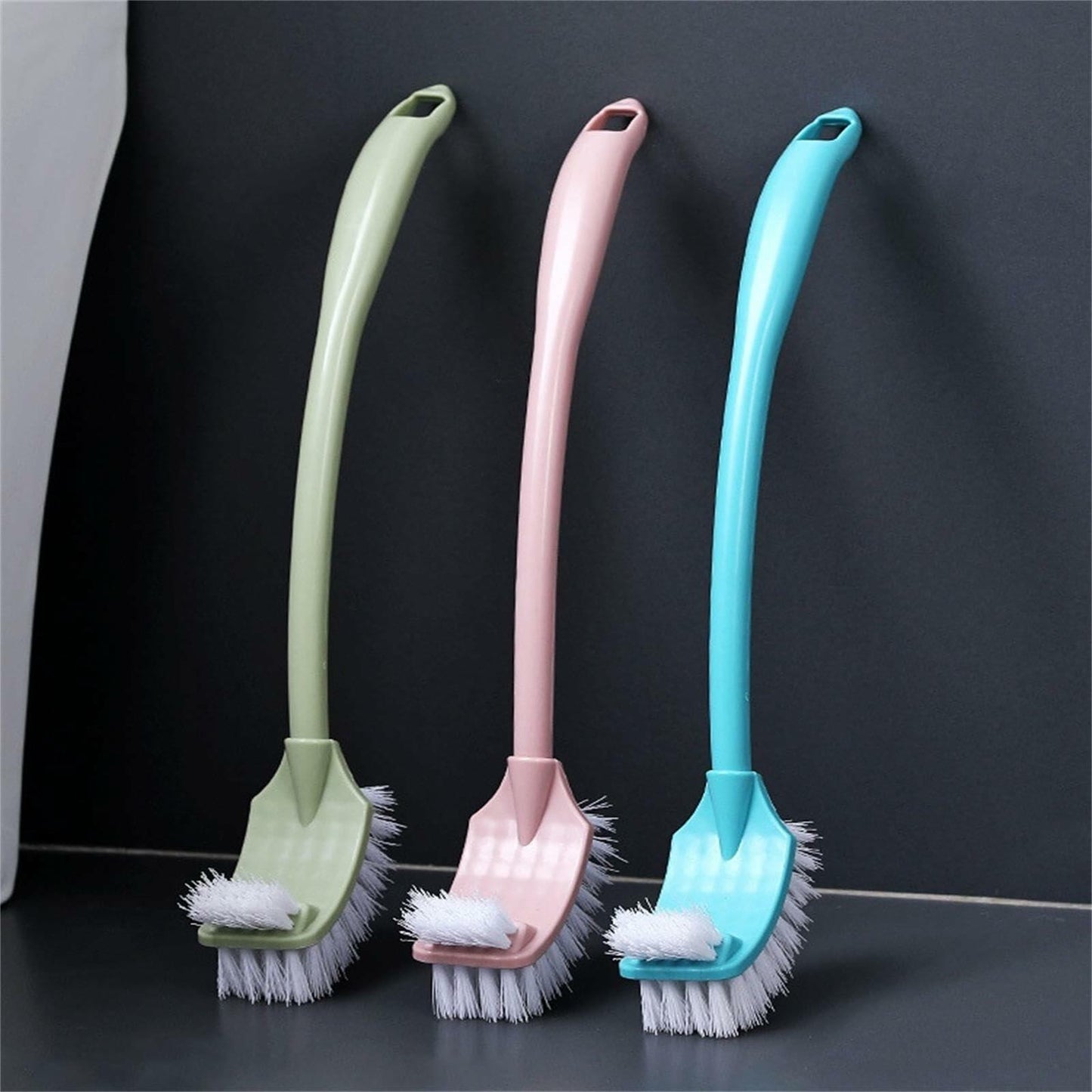 [Like New] Simple Toilet Brush Double Sided Clean Brush with Long Holder Green 1pc