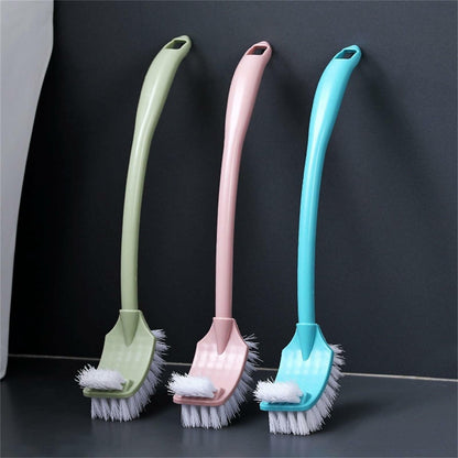 [Like New] Simple Toilet Brush Double Sided Clean Brush with Long Holder Green 1pc