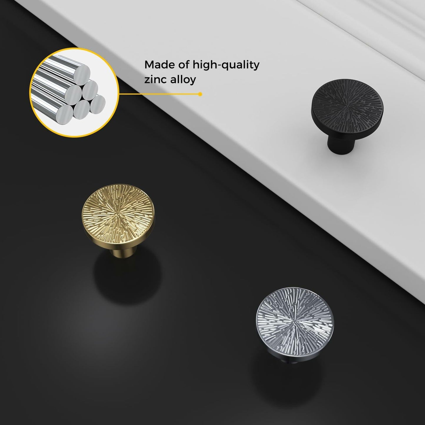 Rergy 10 Pack Zinc Alloy Black Drawer Knobs Kitchen Cabinet Pulls