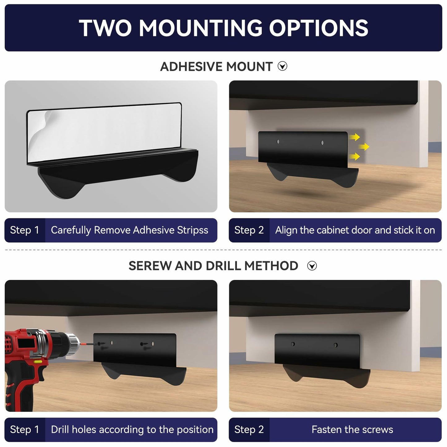 GAODEXIN 3-in-1 Cabinet Foot Pulls 2-Pack Trash Drawer Handle White