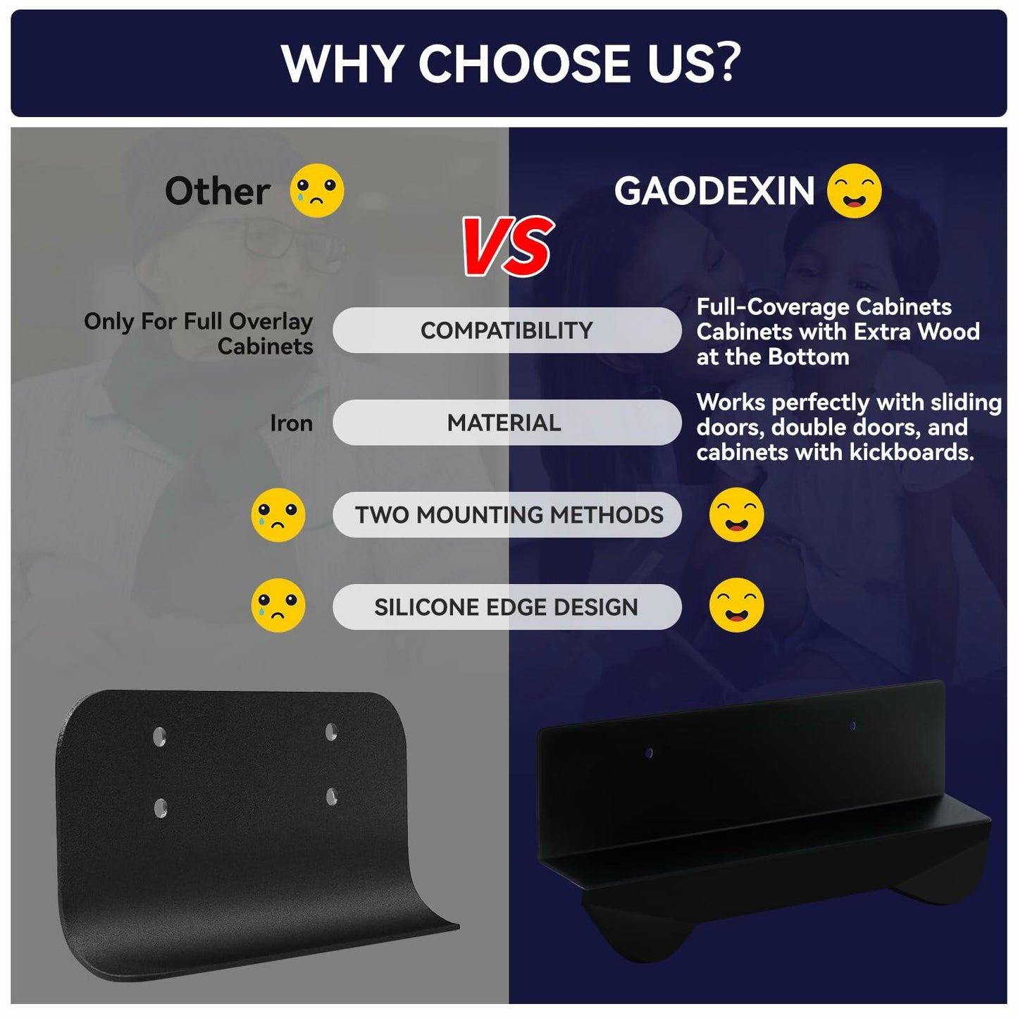 GAODEXIN 3-in-1 Cabinet Foot Pulls 2-Pack Trash Drawer Handle White