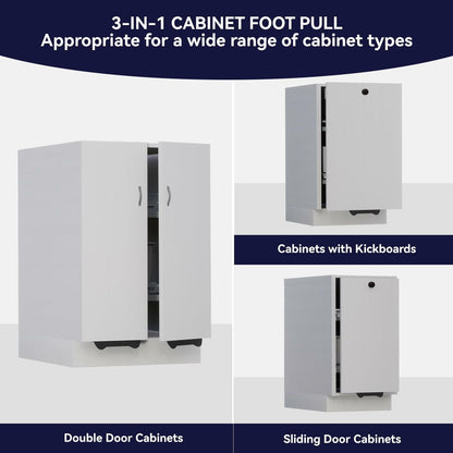 GAODEXIN 3-in-1 Cabinet Foot Pulls 2-Pack Trash Drawer Handle White