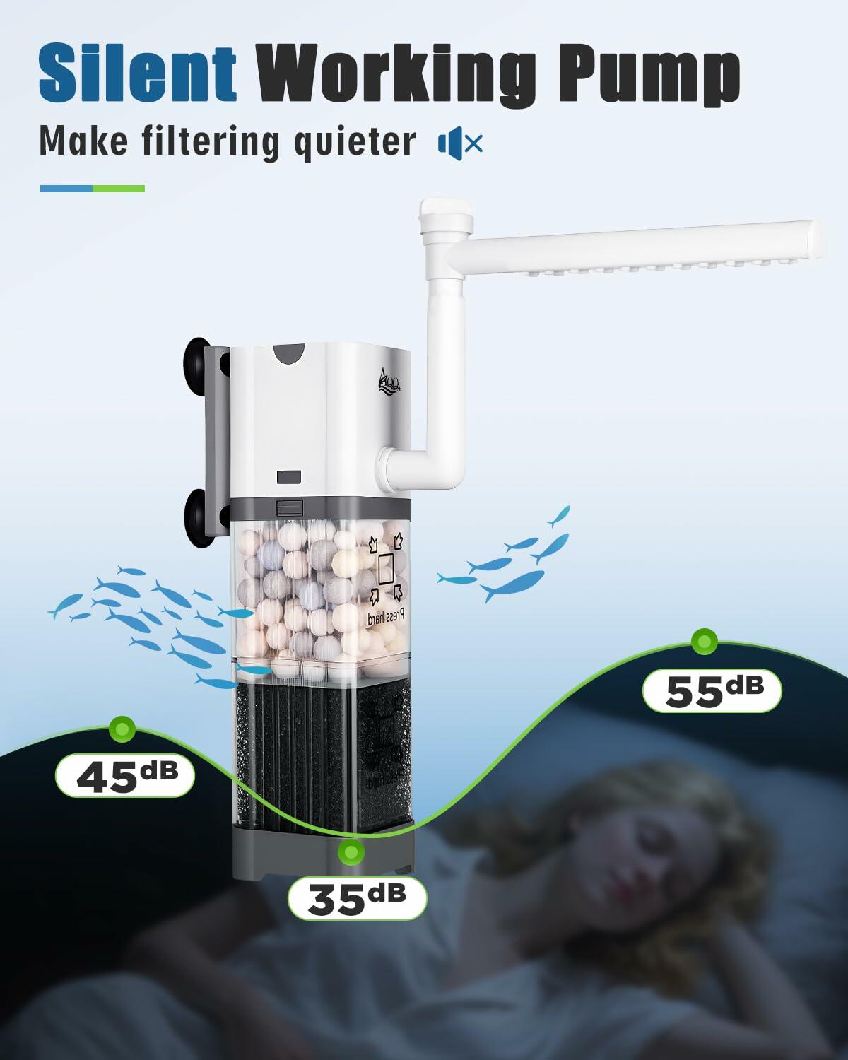 AQQA Canister Filter Aquarium Water Pump 1.01lb Package Weight