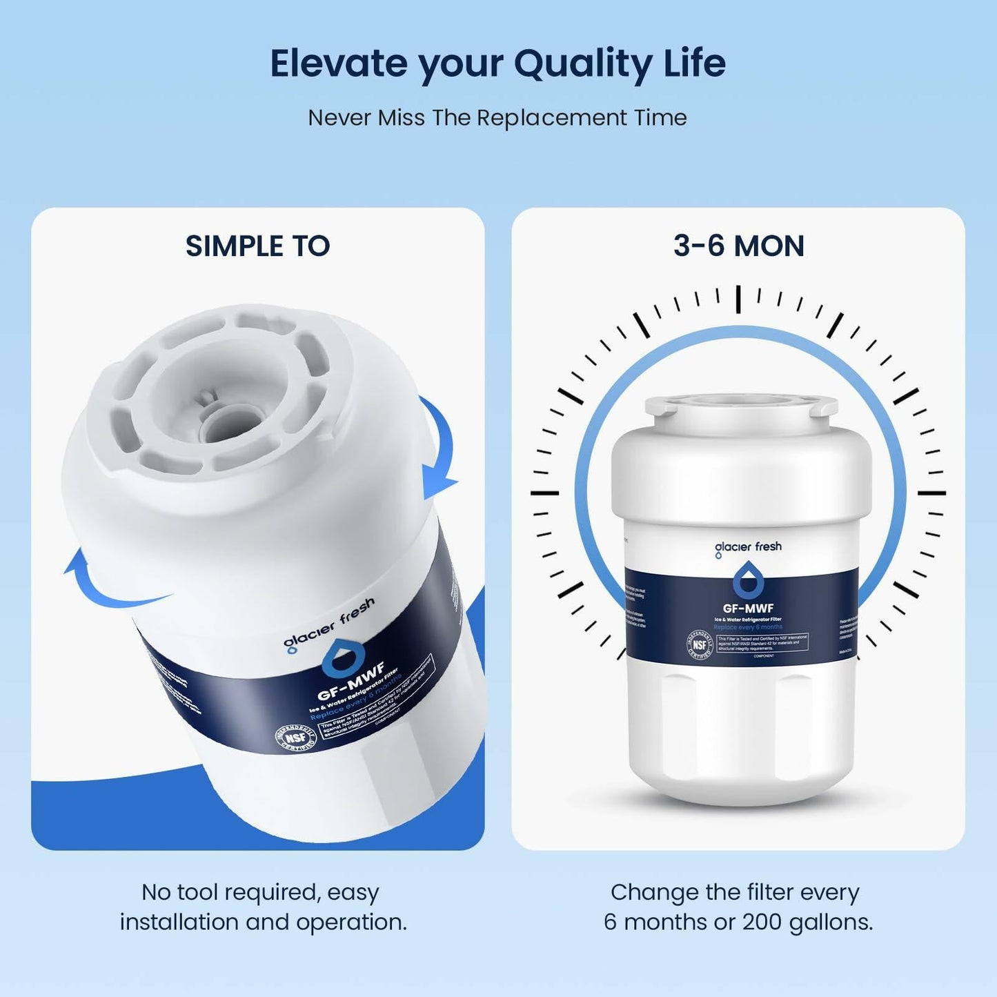 GLACIER FRESH Replacement MWF Refrigerator Water Filters 3 Pack