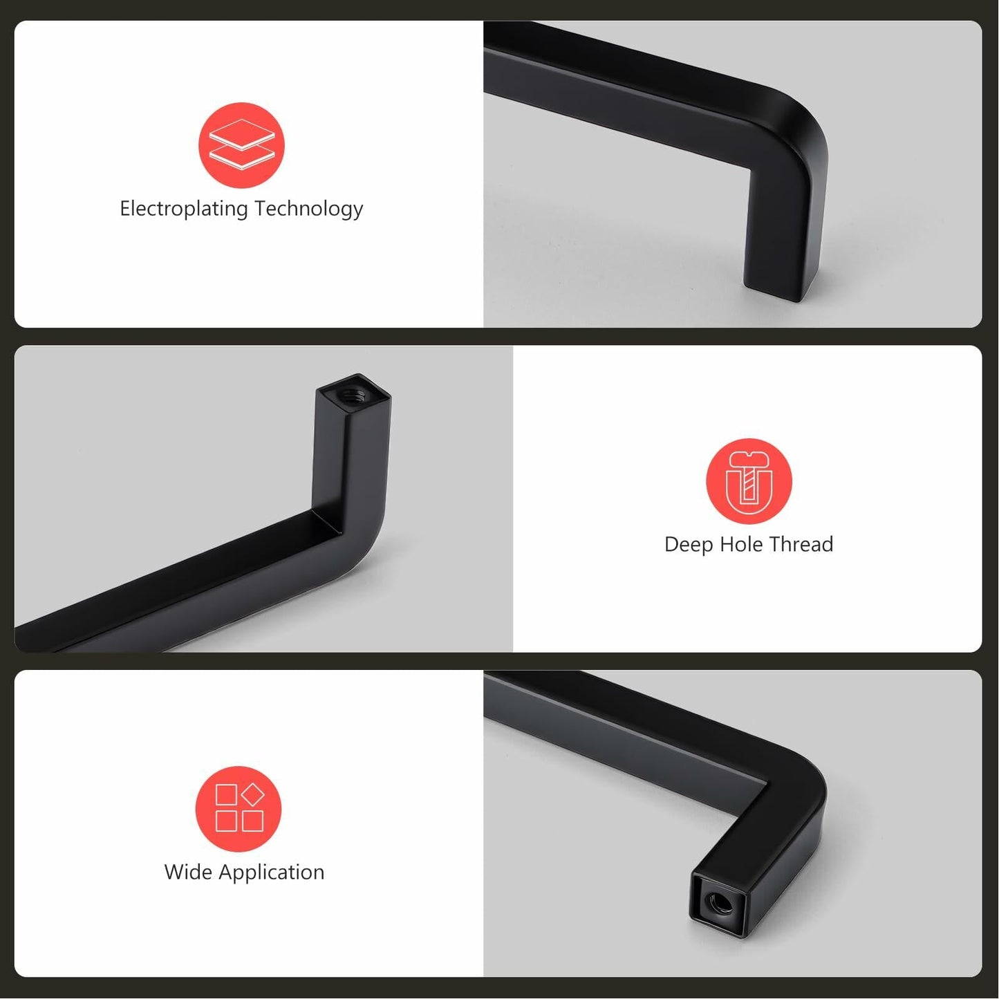 homdiy 25Pack 5in Black Stainless Steel Cabinet Handles Modern Drawer Pulls