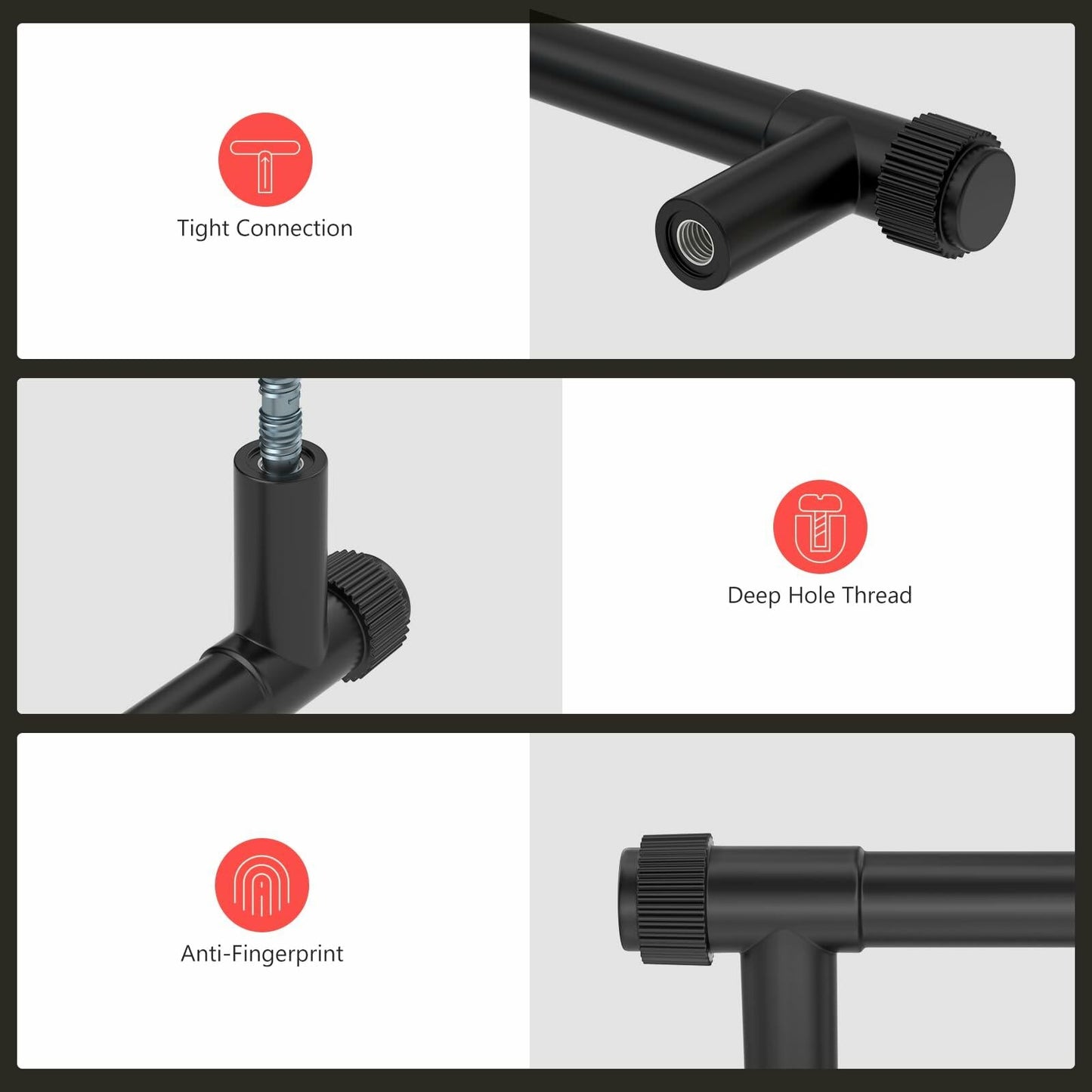 homdiy 10 Pack Matte Black Cabinet Handles 5 Inch Hole Center Zinc Alloy