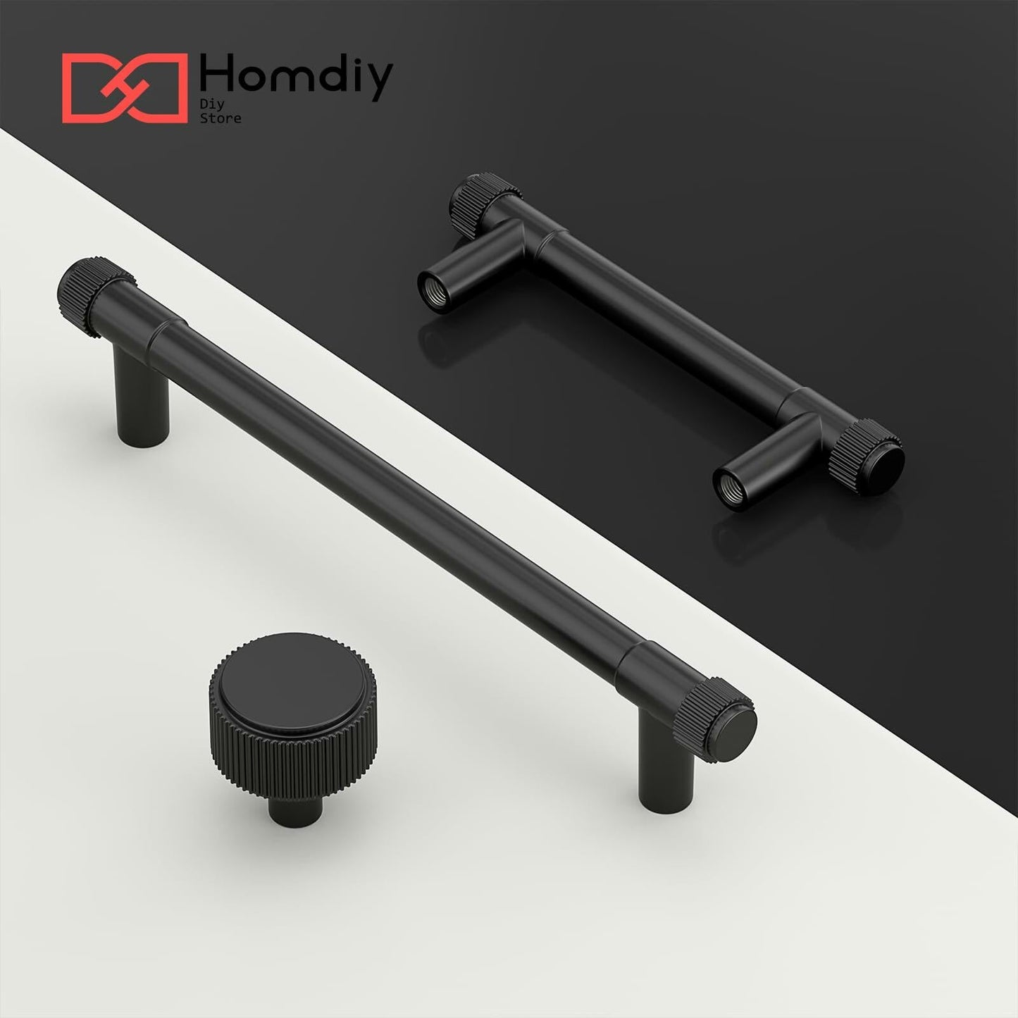 homdiy 10 Pack Matte Black Cabinet Handles 5 Inch Hole Center Zinc Alloy