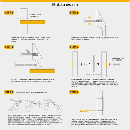 goldenwarm 5 Pack Gold Aluminium Alloy Cabinet Knobs for Drawers