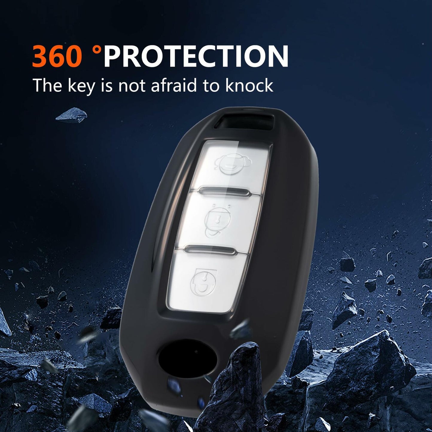 Flensent Infiniti Key Fob Cover with Keychain for Q50 Q60 QX60 QX50 QX55 Black