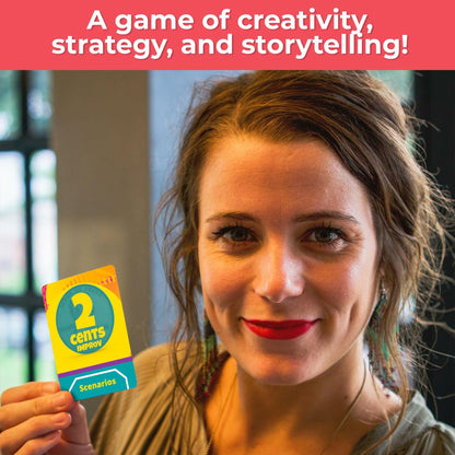 QUOKKA 2 Cents Game Night Story Card Improv Game 60 Cards 3-8 Players