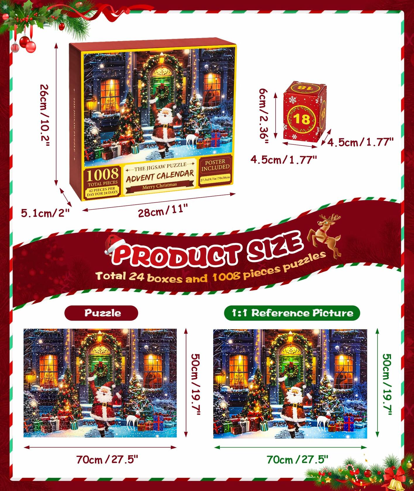 Protado 2025 Christmas Advent Calendar Puzzle 1008 Pieces 27.5x19.7in