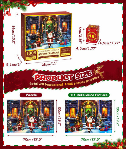 Protado 2025 Christmas Advent Calendar Puzzle 1008 Pieces 27.5x19.7in