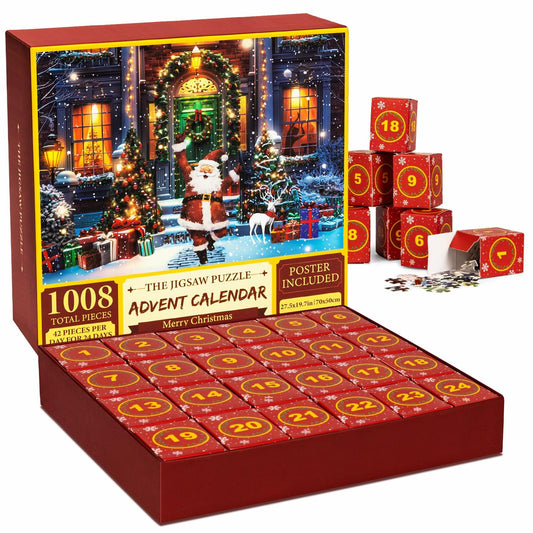 Protado 2025 Christmas Advent Calendar Puzzle 1008 Pieces 27.5x19.7in