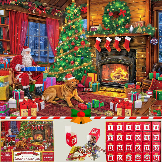 Puzzle Advent Calendar 2024 1008PCS 24 Days Countdown 27.56x19.68 Inch