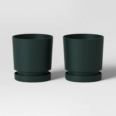 Room Essentials™ 2pc Recycled Resin Planter Pots Green 4x4x4 Indoor Outdoor