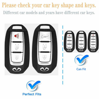 Flensent Infiniti Key Fob Cover with Keychain for Q50 Q60 QX60 QX50 QX55 Black