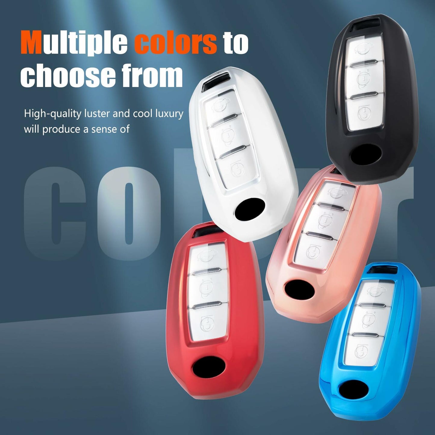 Flensent Infiniti Key Fob Cover with Keychain for Q50 Q60 QX60 QX50 QX55 Black