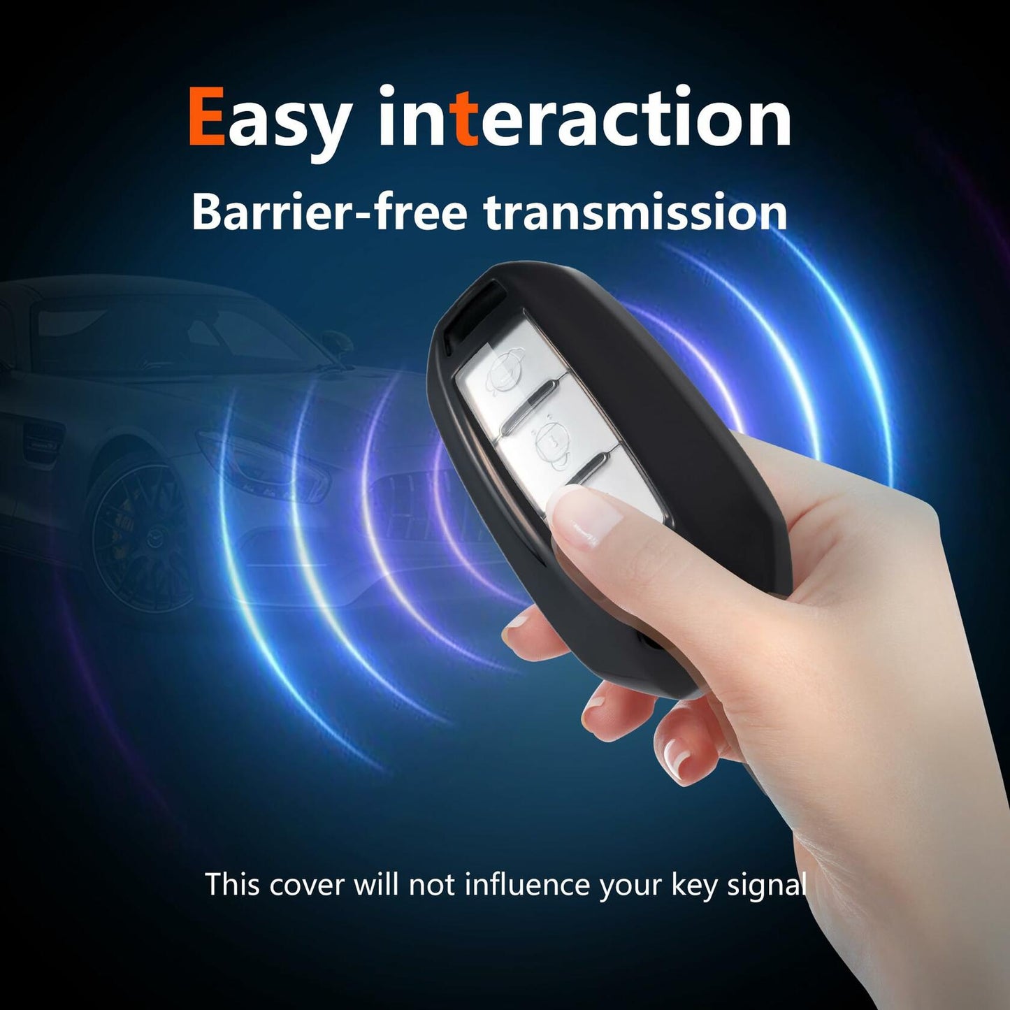 Flensent Infiniti Key Fob Cover with Keychain for Q50 Q60 QX60 QX50 QX55 Black