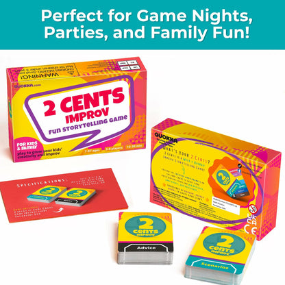 QUOKKA 2 Cents Game Night Story Card Improv Game 60 Cards 3-8 Players