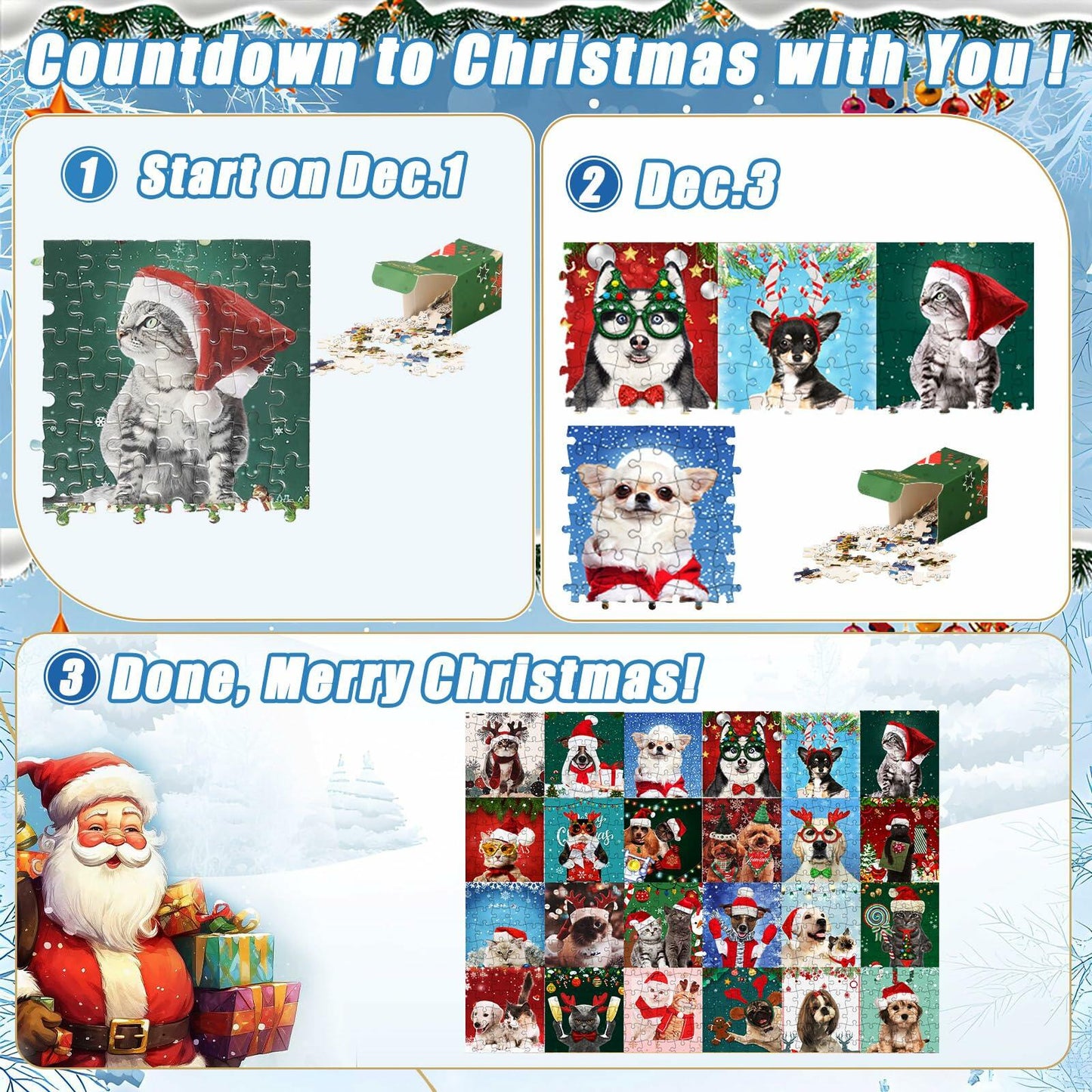 Sibosen 2024 Polar Christmas Puzzle Advent Calendar 1008 Pieces Style-02