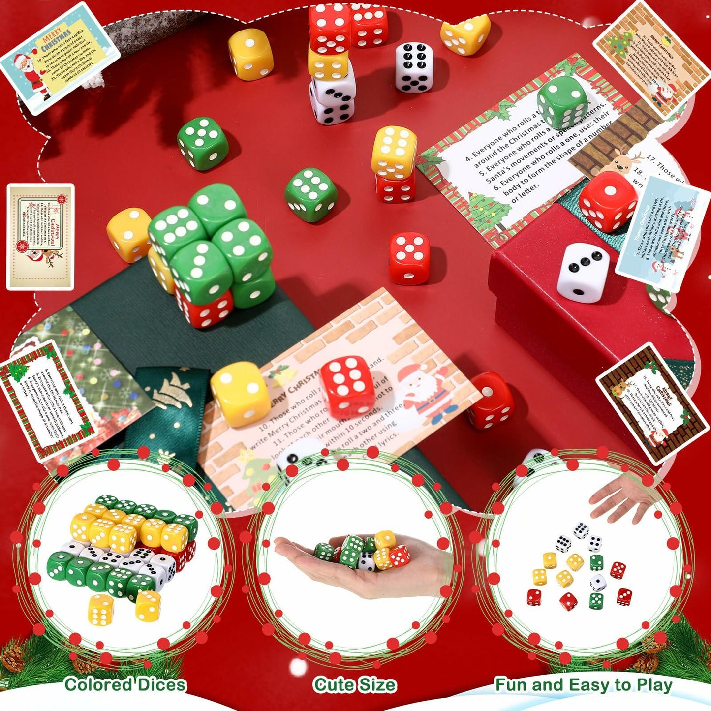 Shappy Christmas Party Dice Game Set 4 Sets 4 Colored Dice Storage Box 4 Players