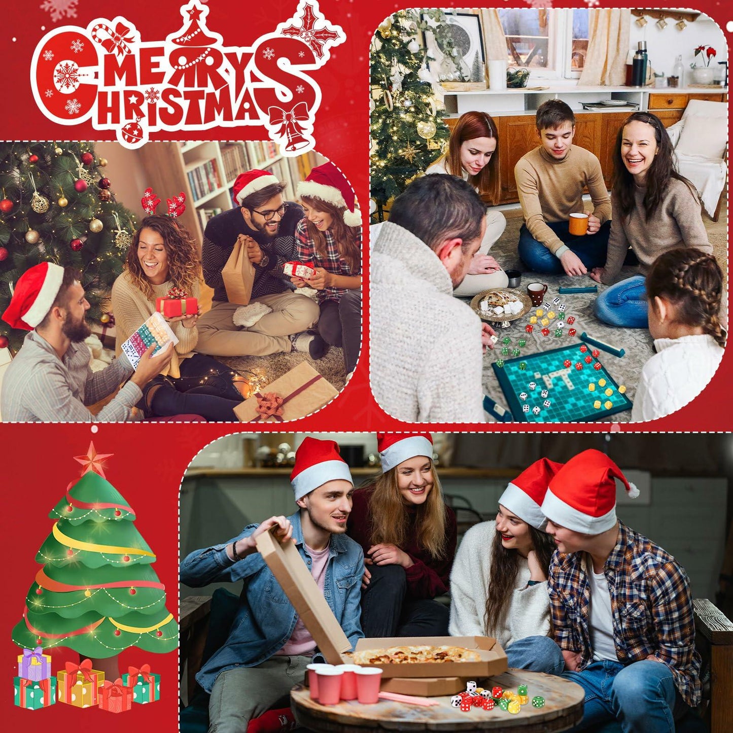 Shappy Christmas Party Dice Game Set 4 Sets 4 Colored Dice Storage Box 4 Players