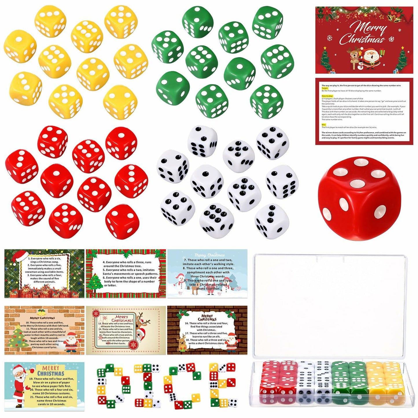 Shappy Christmas Party Dice Game Set 4 Sets 4 Colored Dice Storage Box 4 Players