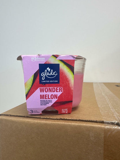 Glade 3-Wick Scented Candle Jar Wonder Melon Pink 6.8oz 3 Count