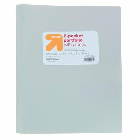 up & up 2 Pocket Plastic Folder with Prongs Gray 3 Pack