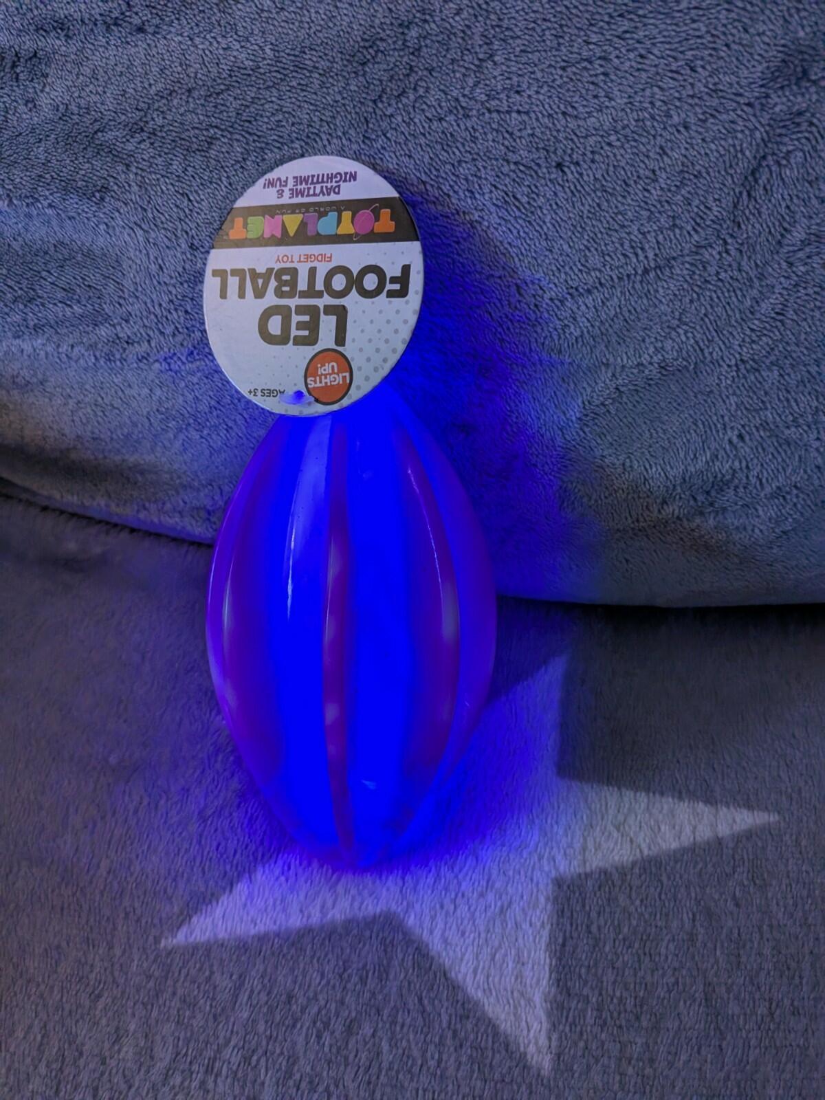 LED Football Toy Planet Fidget Toy Purple Swirl 6" x 3.25"