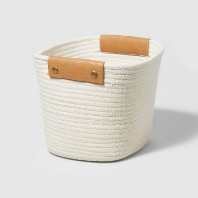 Brightroom 11" Decorative Coiled Rope Basket Oval Storage Cream Handles