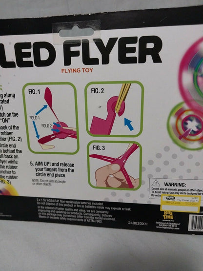 [Like New] Big Time Toys LED Flyer Flying Toy 2 Launchers Battery Included Plastic