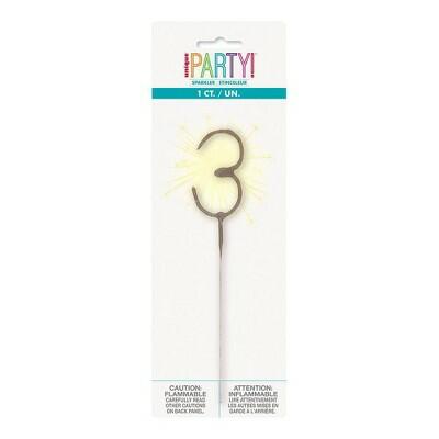 Unique Industries Number 3 Sparkler Flame Cake Candle 7" Gold Wax