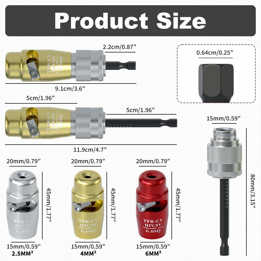 Fivepears Electric Wire Stripper Set Adjustable 2.5 4.0 6.0 Square Aluminum