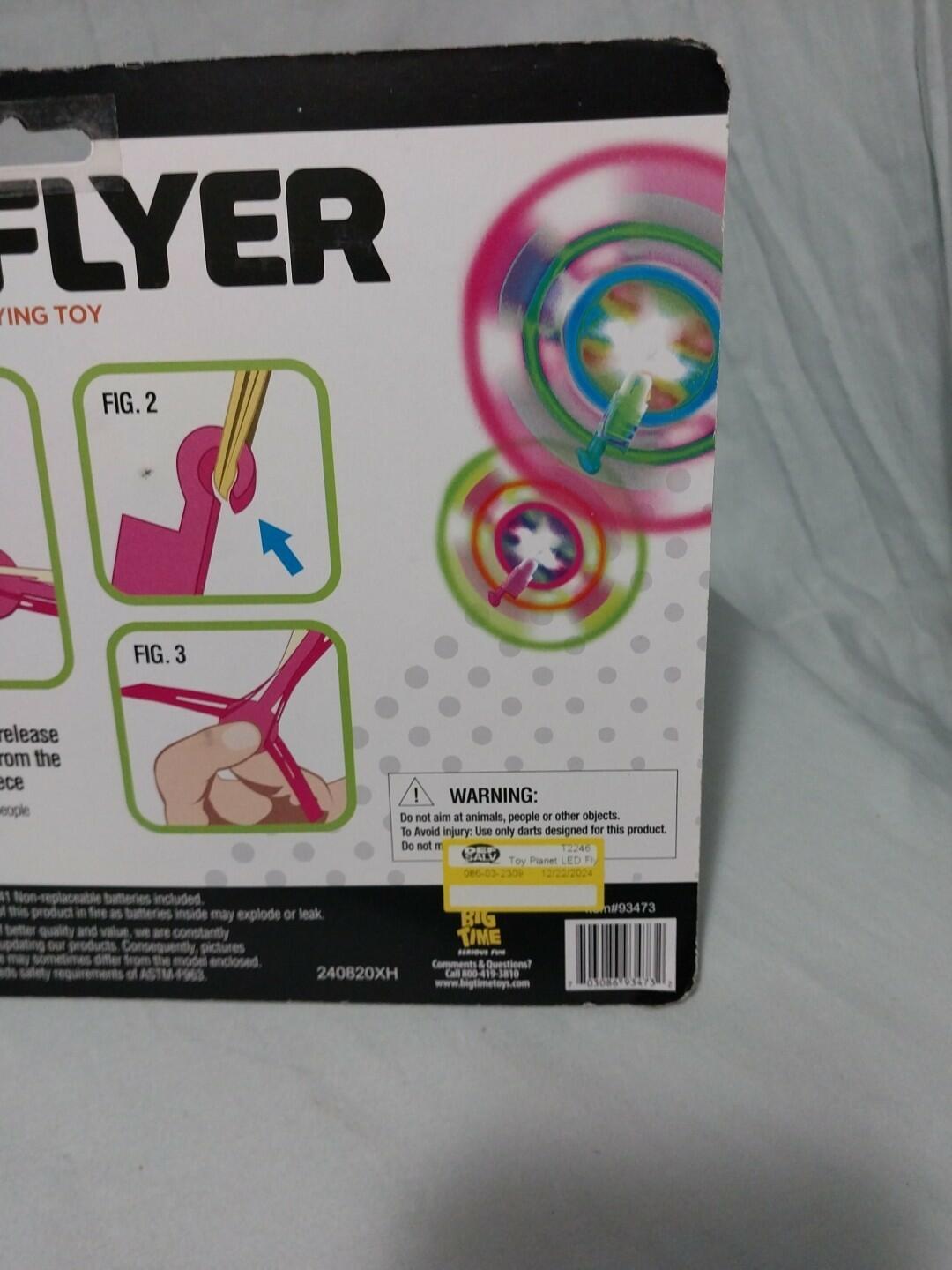 [Like New] Big Time Toys LED Flyer Flying Toy 2 Launchers Battery Included Plastic