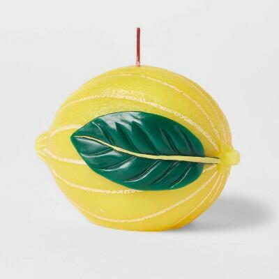 Room Essentials Lemon Figural Candle Yellow Green Paraffin Wax