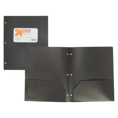 up&up 2 Pocket Plastic Folder Black Polypropylene Presentation Binder