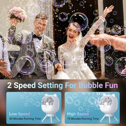 UckPure Rechargeable Bubble Machine 180° Rotating 38000 Bubbles/min 500ml White