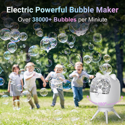 UckPure Rechargeable Bubble Machine 180° Rotating 38000 Bubbles/min 500ml White