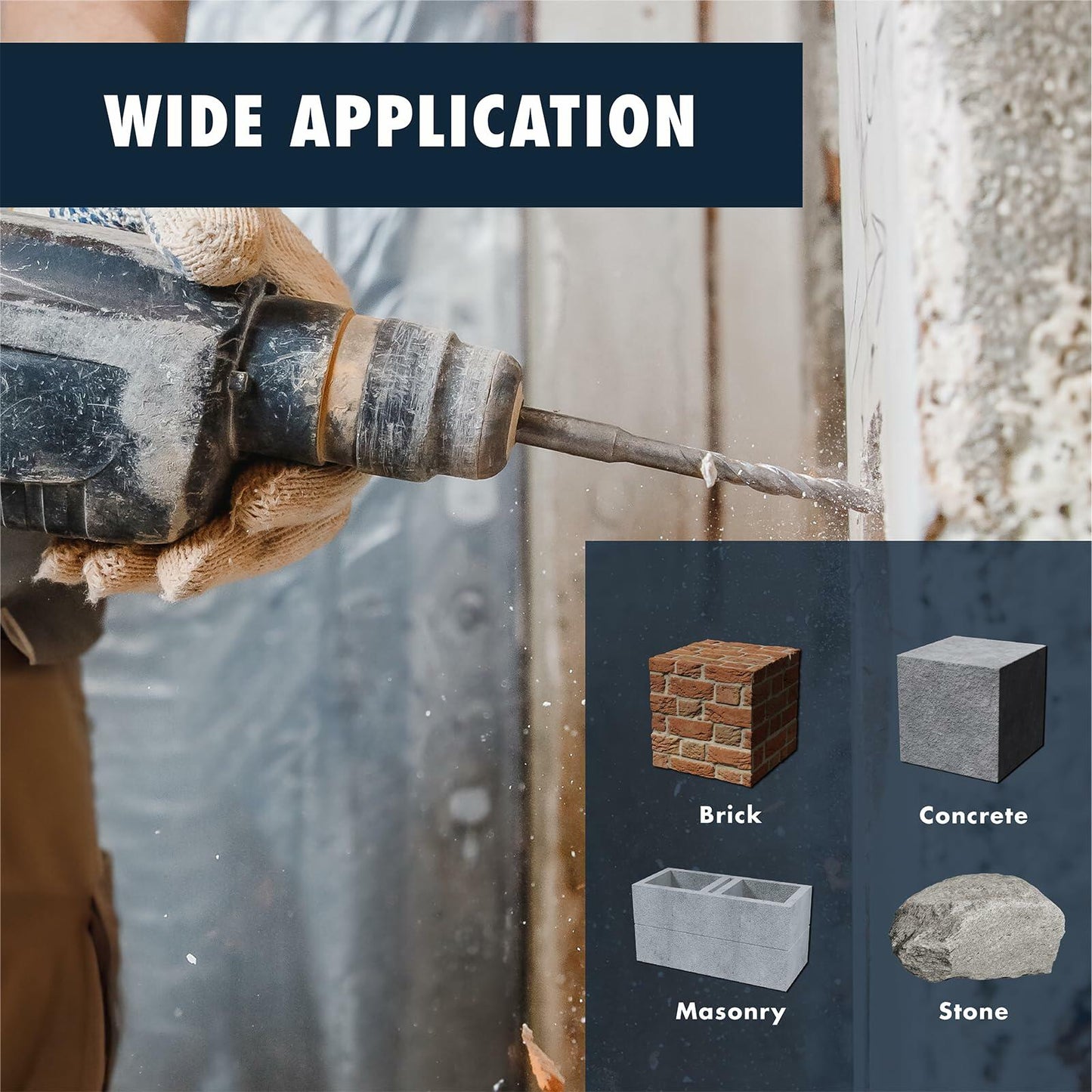 MACP 6-Piece SDS-Plus Masonry Drill Bit & Carbide Chisel Set 3/16"-1/2" 6"