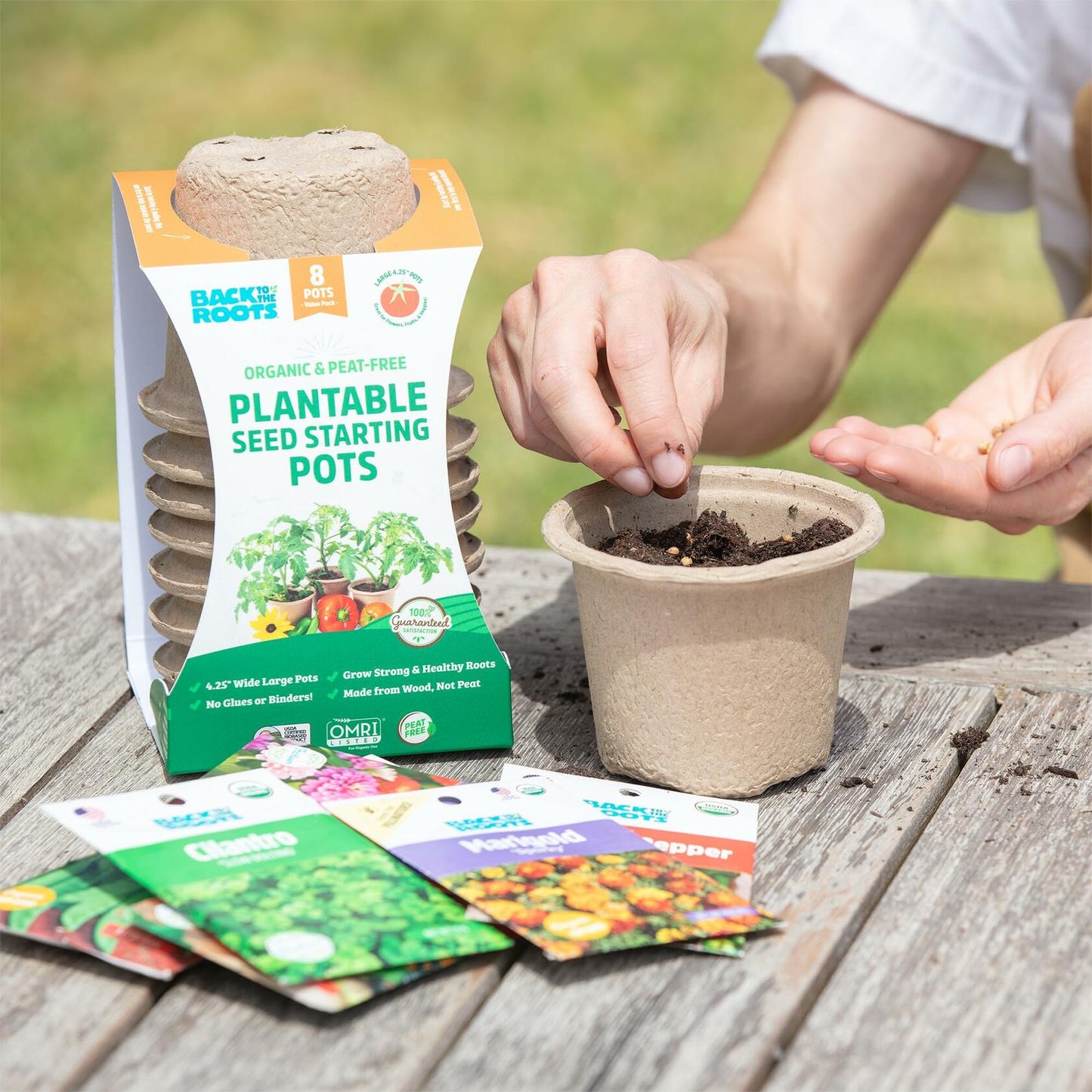 Back to the Roots Organic Plantable Seed Starting Pots 4.25" Wide Brown 8 Ct