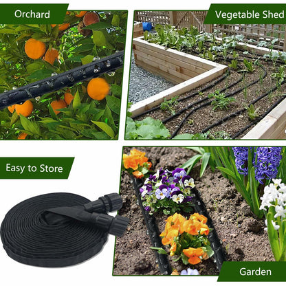 Giftsfaloy Flat Soaker Hose 50ft Heavy Duty Double Layer Drip Irrigation Black