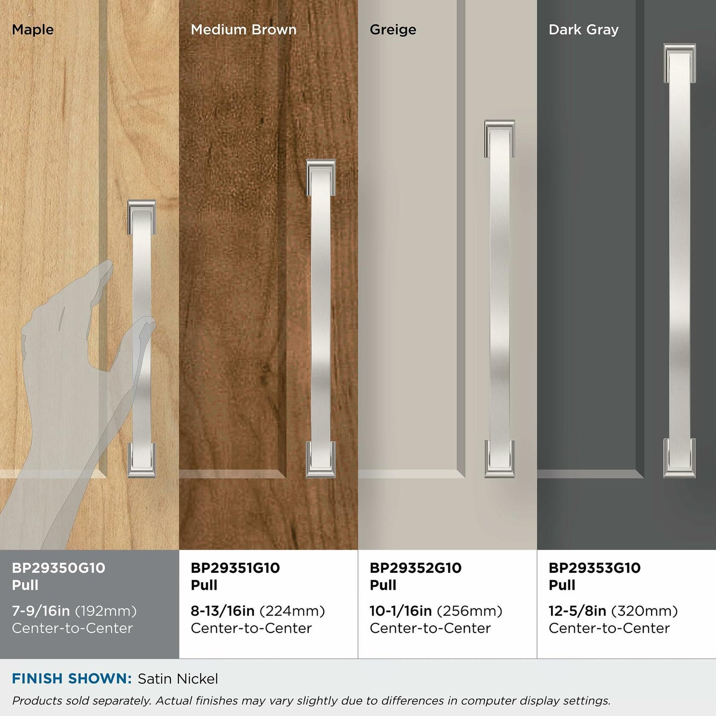 Amerock Candler Satin Nickel Cabinet Pull 7-9/16in Center-to-Center BP29350G10
