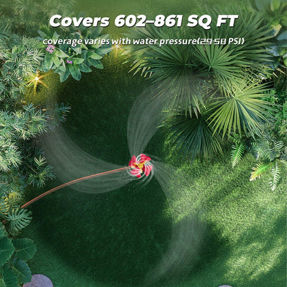 IcyByte Rotating Flower Garden Sprinkler Adjustable Spray Modes Red 8.66"