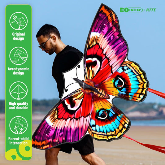 DoinFly Butterflys Kids Kite Easy Fly w/ 328ft Line & Winder Red 1 Pack