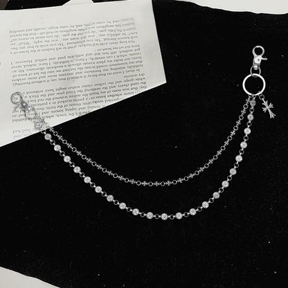 Miglaja Men's Double Clover Cross Wallet Chain Punk Silver