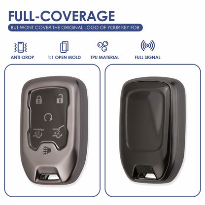 LIANGYM Blue TPU Key Fob Cover 6-Button for 2015-2020 GMC Yukon XL Denali