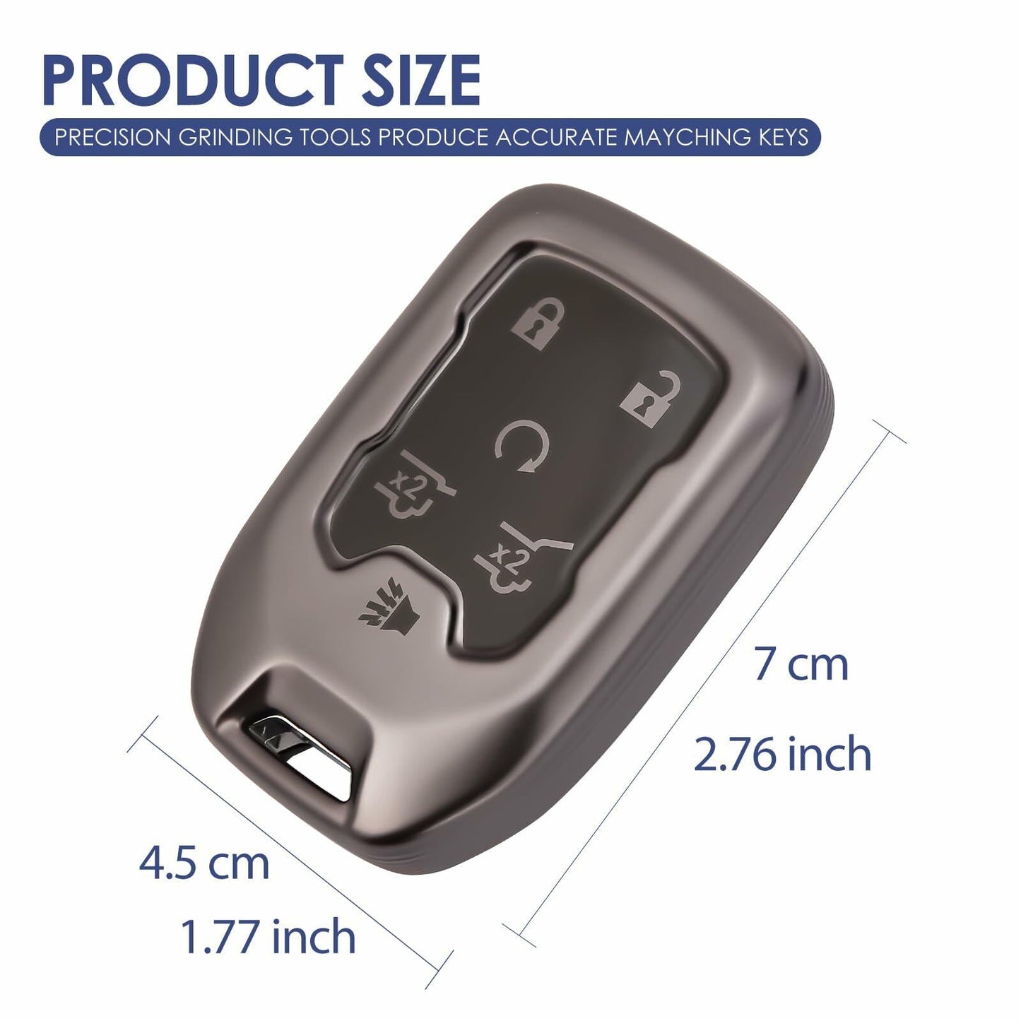 LIANGYM Blue TPU Key Fob Cover 6-Button for 2015-2020 GMC Yukon XL Denali