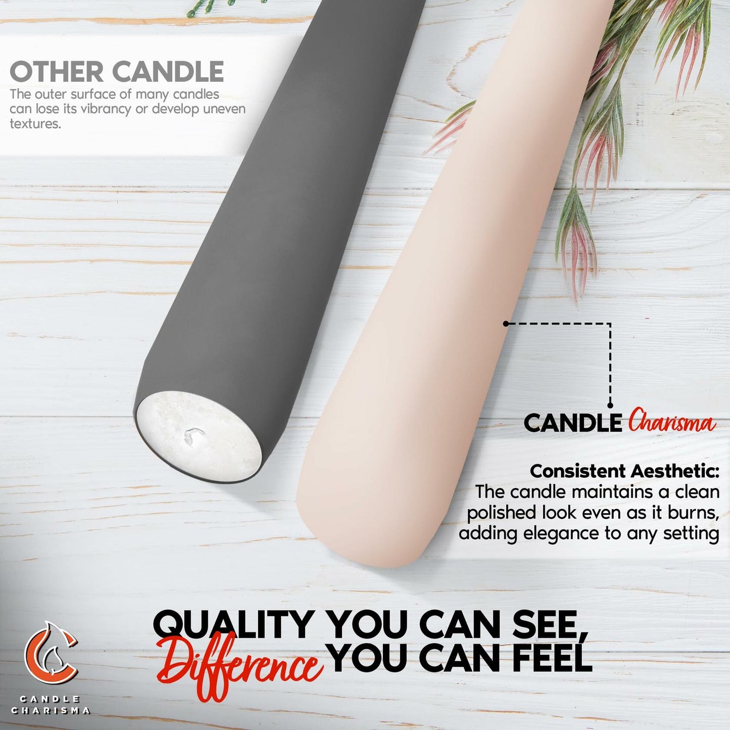 Candle Charisma Ivory Cream 10in Taper Candles Pack of 12 Unscented Dripless
